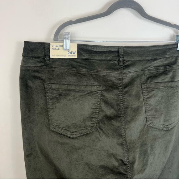 Soft Surroundings Green Velour Straight Leg Ankle Pants Size 24W NWT - Picture 9 of 12